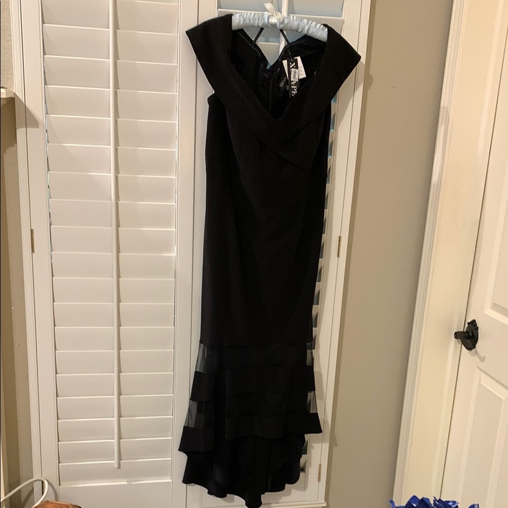 XSCAPE OFF-SHOULDER BLACK COCKTAIL DRESS - Picture 2 of 16